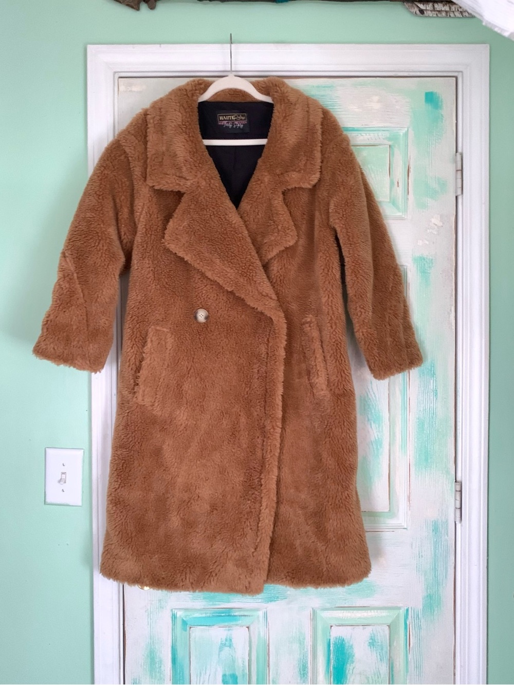 Vintage Haute Ruffessi Made In Heaven Brown Teddy Bear Sherpa Coat